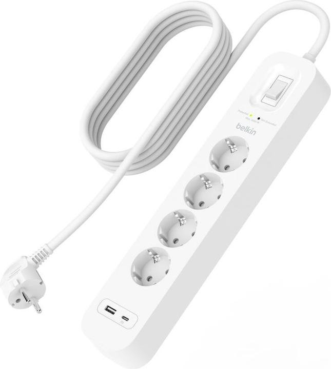 Produktbild Belkin Surgemaster Überspannungsschutz (4 x, CEE 7/3, USB-C, USB-A, 2 m)