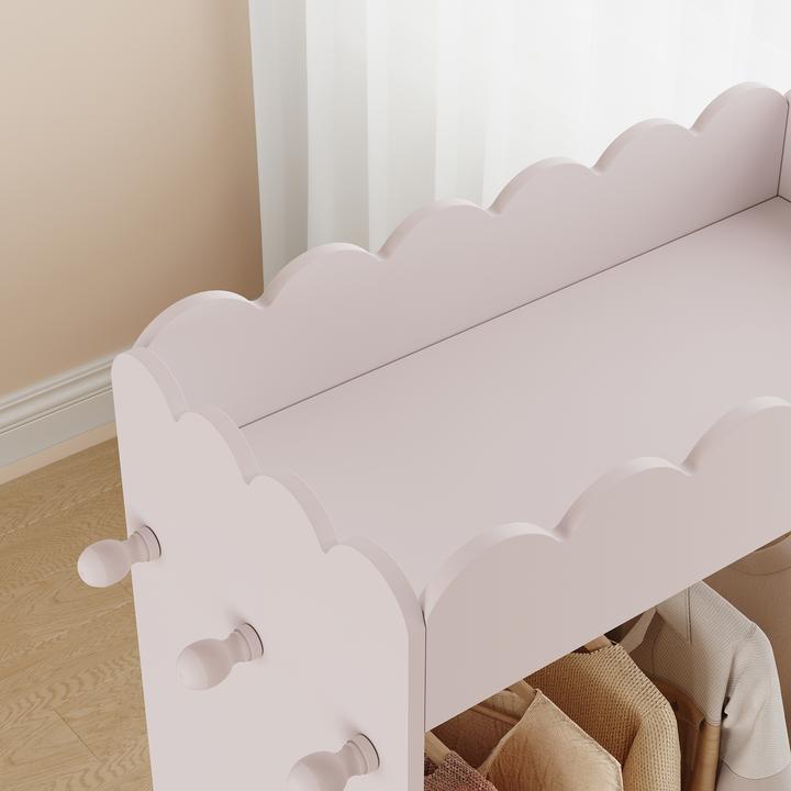 Produktbild En.Casa Kindergarderobe Vestnes mit Spiegel 120x63x38 cm Cotton Candy (62.50 x 38 x 120 cm)