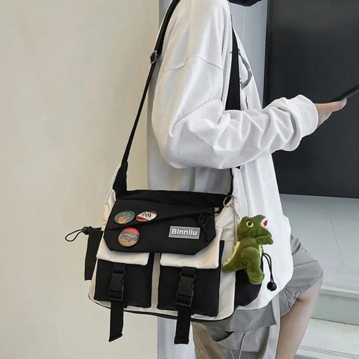 Actual product image Only-Bags.Store Umhängetaschen Tasche Schulbuchtaschen Jugend Leinwand Handtaschen Schulter Nylontasche Sack
