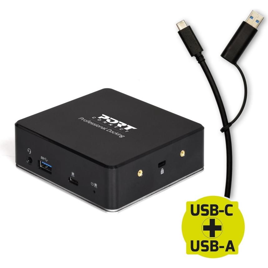 Port Designs DOCKING UNIVERSAL OFFICE 901908 2 X 2K-EU, USB-A/USB-C (USB-A, USB-C, 8 Ports), Dockingstation + USB Hub, S...