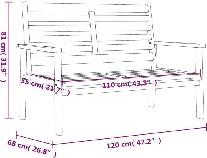 Actual product image vidaXL Garden sofa 120 cm acacia
