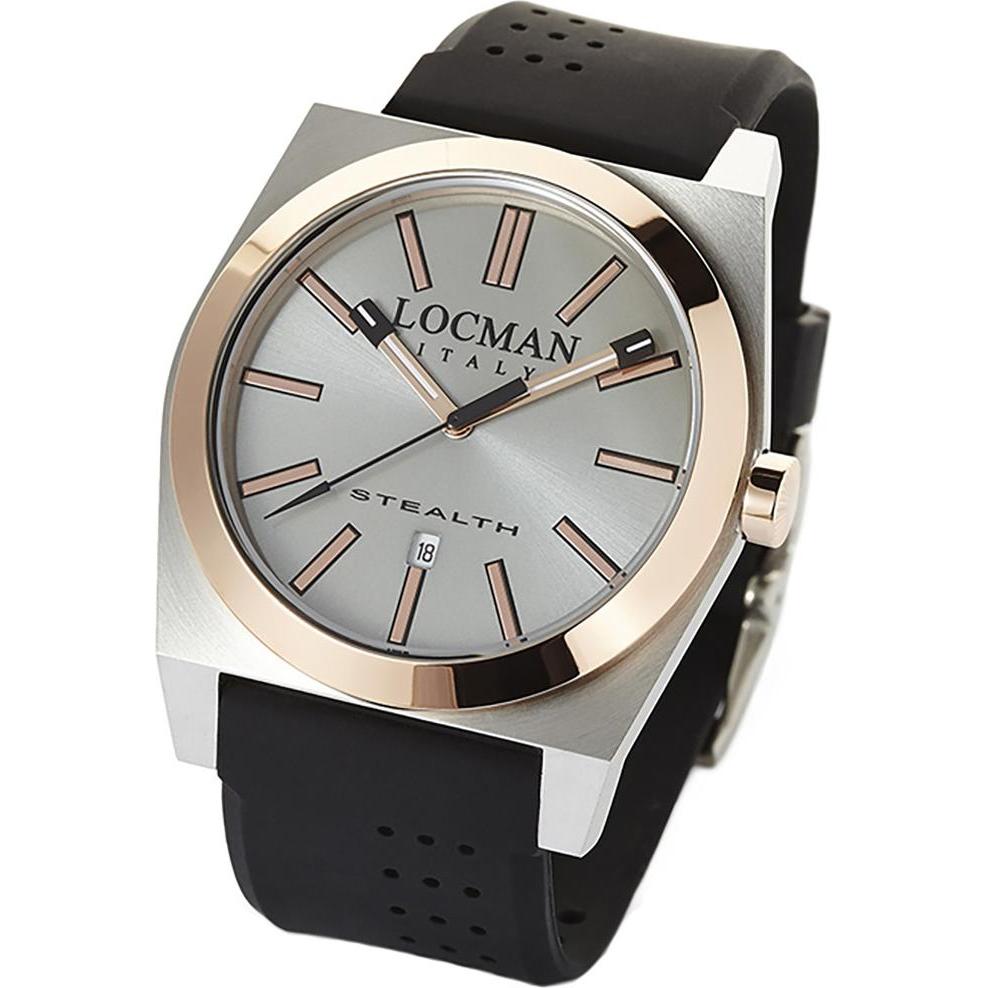 Thumbnail - Locman, Armbanduhr, Italy Herrenuhr Stealth Ref. 0201, Silber, Schwarz, (Analoguhr, 42 mm)