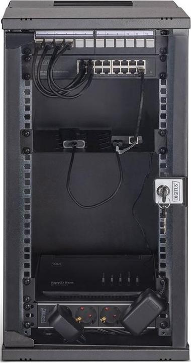 Produktbild Digitus 10" Netzwerk-Set, 12HE Wandgehäuse und Zubehör, sw SOHO PRO Version (12 HE, 10 Zoll Rack)
