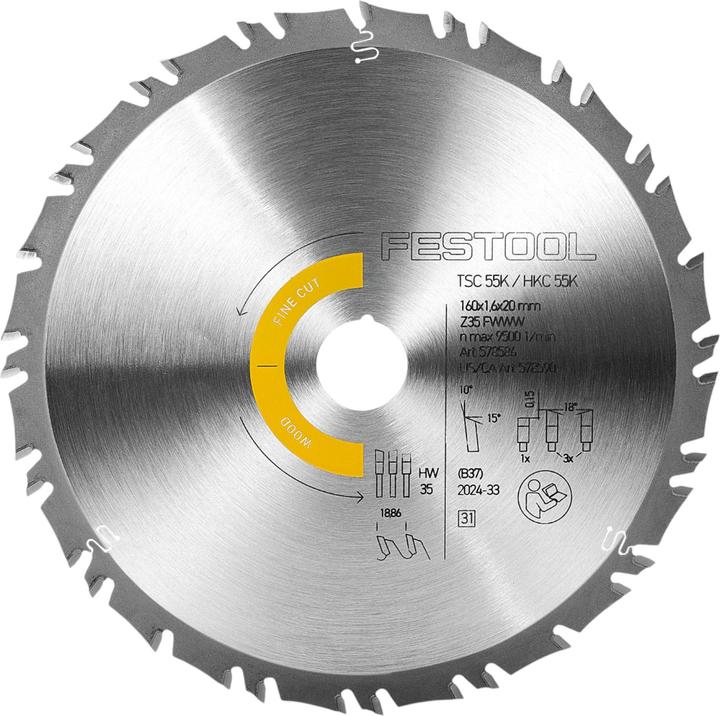 Actual product image Festool Wood Fine Cut HW 160x1,6x20 Kreissägeblatt