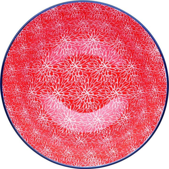 Actual product image Kitchen Craft KitchenCraft Glazed Stoneware Bowl, Red Floral, 15.5x7.5cm, Labelled (15.50 cm, 1.92 l, 1x)