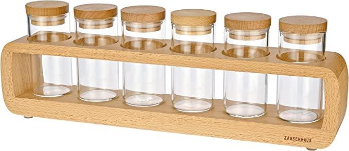 Zassenhaus Spice rack beech with 6 spice jars