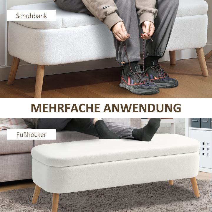 Image du produit Homcom Sitzbank Polyester, Kautschukholz Cremeweiss (42 cm)
