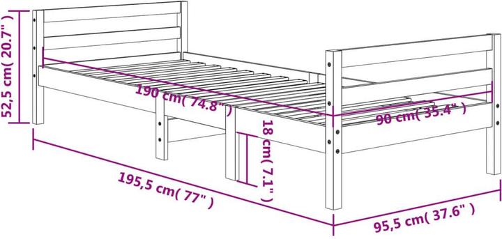 Image du produit vidaXL Bettrahmen (90 x 190 cm)