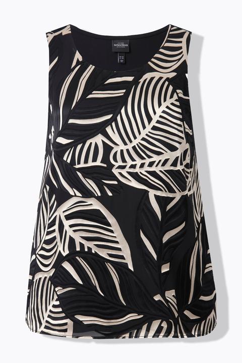 Actual product image Ulla Popken Layered Chiffon Leaf Print Tank Top (60)