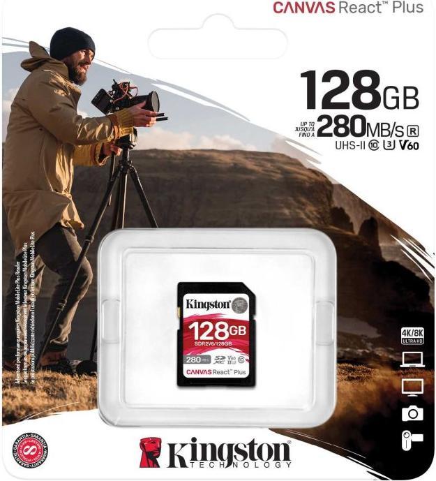 Produktbild Kingston Canvas React Plus V60 (128 GB, SDXC, U3, UHS-II)