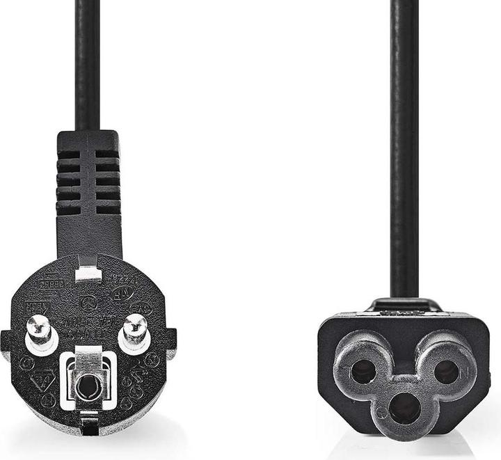 Actual product image Nedis Power cable | Safety plug | IEC-320-C5 | Angled | Straight | Nickel-plated | 2.00 m | (2 m)