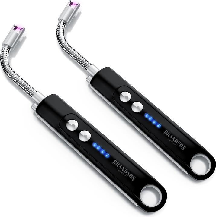 Brandson 2x Stabfeuerzeug elektrisch, Kerzenanzünder, Lichtbogen Feuerzeug, USB aufladbar, für Kerze, Gasherd