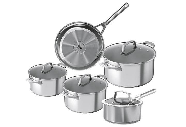 Produktbild Ninja NIA Topf-u.Pfannenset 5t.Z.ES (14 cm, Bratpfanne, Stielkasserolle, Edelstahl)