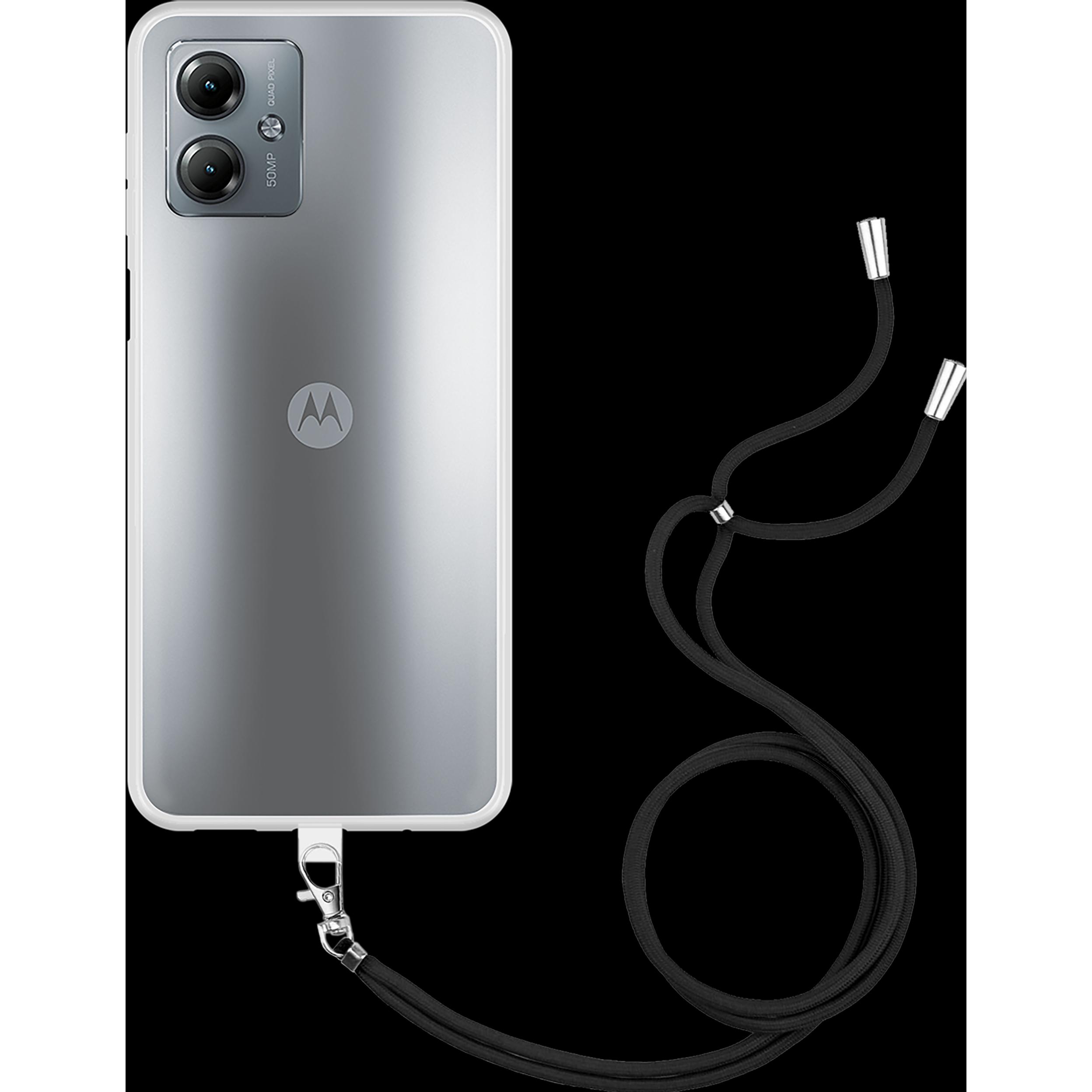 Cazy Handykette Hülle Kompatibel mit Motorola Moto G14 - Silikon Handyhülle mit Band Necklace Hülle -, Handykette, Trans...