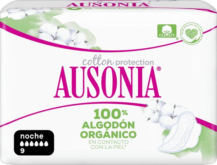 Ausonia ORGANIC compresas noche alas 9 uds (9x)