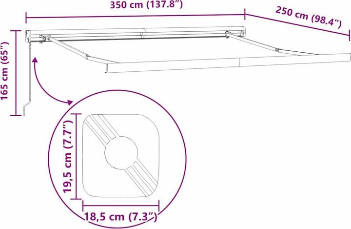 Actual product image vidaXL Einziehbare Markise (2.50 m)