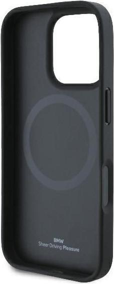 Actual product image BMW BMHMP16L23RTPK iPhone 16 Pro 6.3" czarny/black hardcase Sign Leather Half Textured And Circle Ma (Apple iPhone 16 Pro)