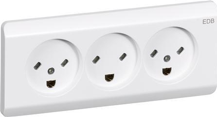 Actual product image LK Opus® 66 stikkontakt planforsaenket, EDB trippel med jord, hvid.
