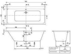 Actual product image Villeroy & Boch V&B Whirlpool system SUBWAY w BW R-corner 180x80 Tech. Pos 2 we (180 l, 180 cm, 80 cm)
