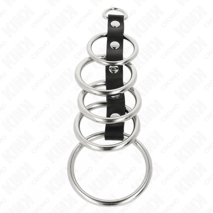 Actual product image Kink 5 Metal Penis Rings 3.2 cm To 5 cm Connected By Leather (3.20 cm)