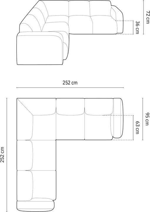 Actual product image Micadoni Symmetrical Corner Sofa, "Molino", 5 Seats, 252x252x75 Made in Europe (Corner sofa)