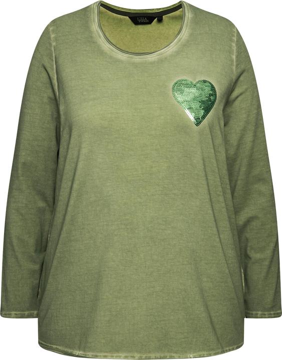 Immagine prodotto Ulla Popken Maglia con tintura a freddo, cuore di paillettes, scollo a V e maniche lunghe (46, 48)