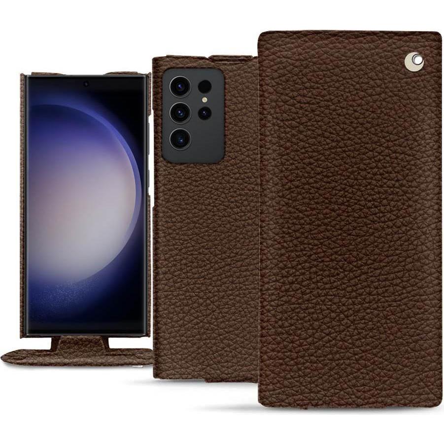 Noreve Lederschutzhülle vertikal (Samsung Galaxy S23 Ultra), Smartphone Hülle, Braun