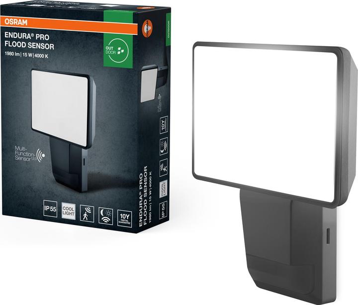 Image du produit Osram ENDURA® PRO FLOOD SENSOR 15W 4000K IP55 Gris foncé (1500 lm, IP55)
