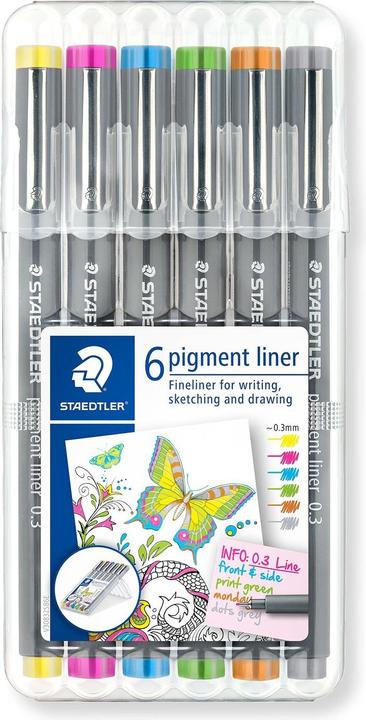 Productafbeelding Staedtler pigmentliner 308 Fineliner (Zwart, 6x)