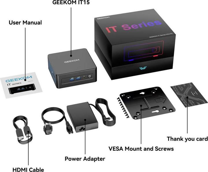Actual product image Geekom Mini-PC HTPC Intel Core Ultra 9 Meteor Lake (1000 GB, 32 GB, Intel Core Ultra 9 285H)