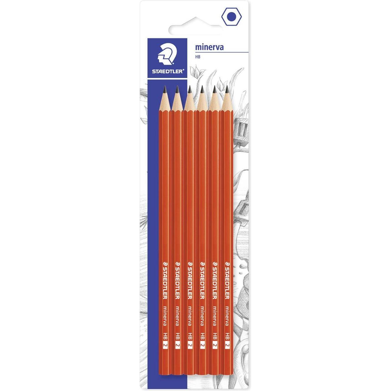 Staedtler, Bleistift, minerva 130 60 Bleistift Blisterkarte mit 6 Bleistiften, Härtegrad HB (HB, 6 x)