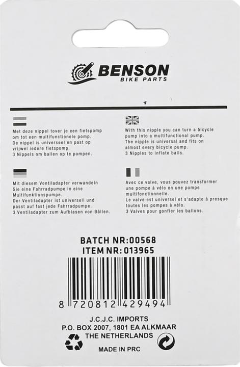 Immagine prodotto Benson Ventiladapter für Ballpumpe 3-tlg (Set adattatore valvola)