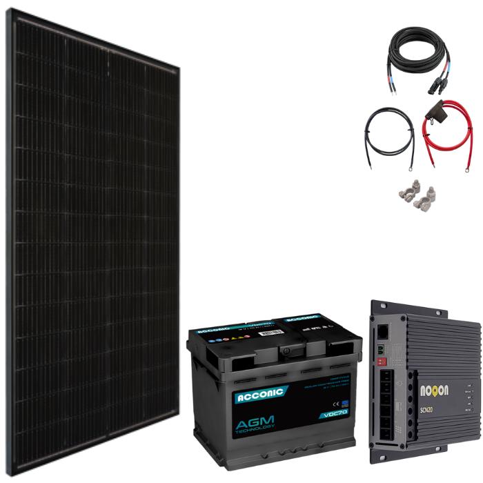 Noqon Solaranlage Basic-Set SMALL - mit AGM Batterie