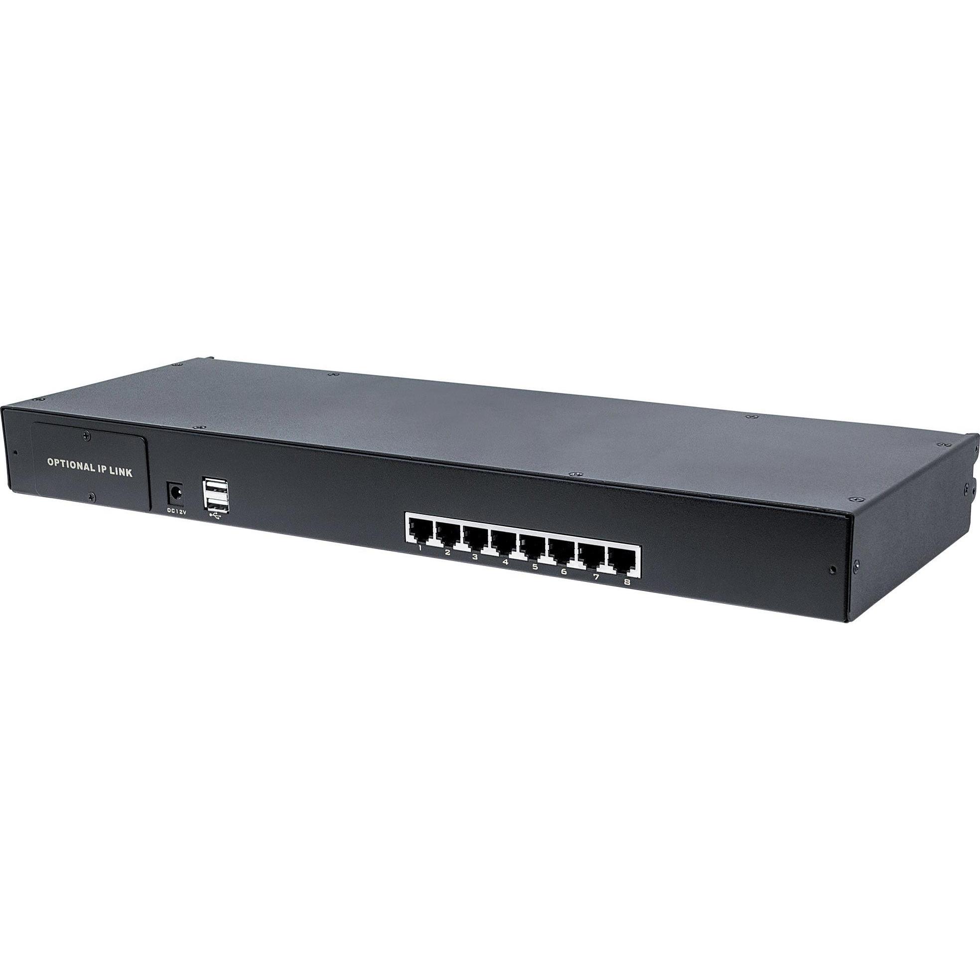 Intellinet Modularer 8-Port KVM-Switch mit Cat5-/VGA-Schnittstelle Zur Verwendung mit Rackmount LCD-Konsole..., KVM Swit...