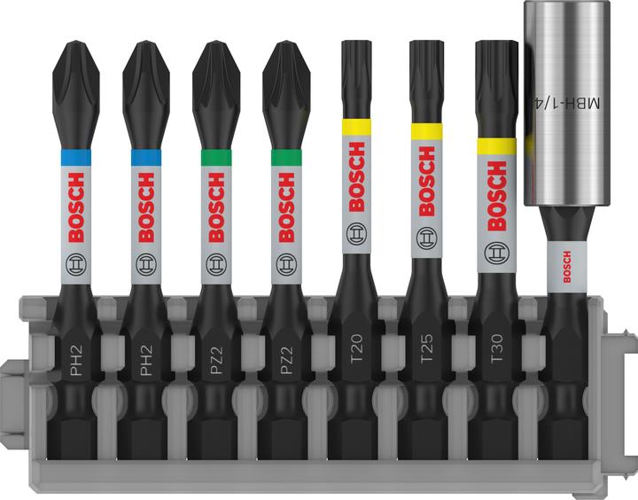 Actual product image Bosch Professional Zubehör Screwdriver bit Impact Control Power Bit Pack, 8 pcs. T20, T25, T30, 2x PH2, 2x PZ2 (Cross Phillips PH M2, Hexagon socket TX M20, Hexagon socket TX M25, Hexagon socket TX M30, Cross Pozidriv PZ M2)
