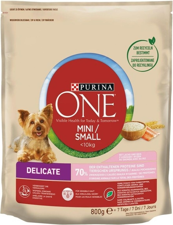 Immagine prodotto Purina ONE One Mini Riso Delicato al Salmone - Alimento secco per cani - 800 g (Senior, 1 pz., 800 g)