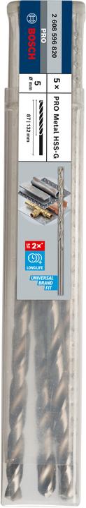Actual product image Bosch Professional Zubehör PRO Metal HSS-G twist drill, 5 x 87 x 132 mm (5 mm)