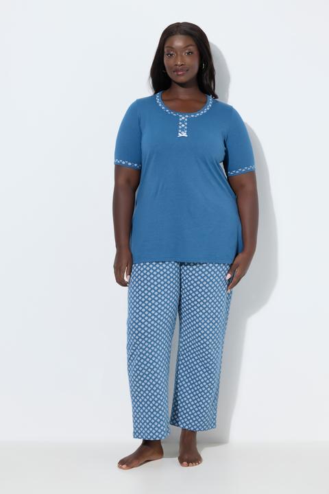 Produktbild Ulla Popken Pyjama, gemustert, Rundhals, Halbarm, Taschen (54)