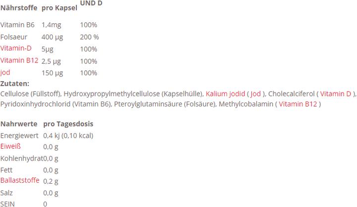 Nutritional values and ingredients Mapreg 1 Fertility Capsules (30 pcs) (30 Piece, Capsules, 22 g)