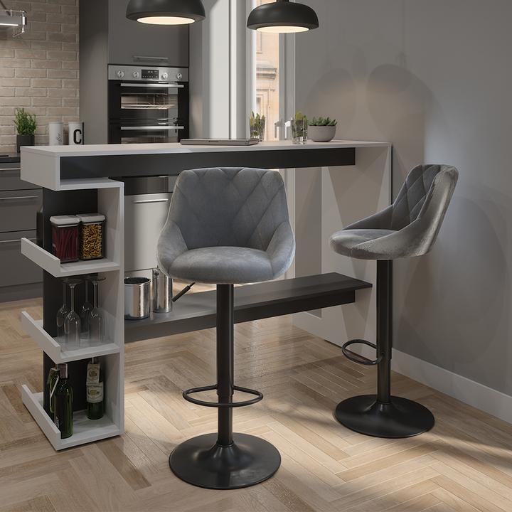 Produktbild Vicco Barhocker 2er Set Sena, Grau/Schwarz, 38.5 x 84 cm