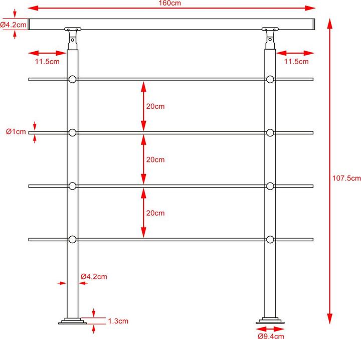 Actual product image Monzana Stair railing (Stainless steel)