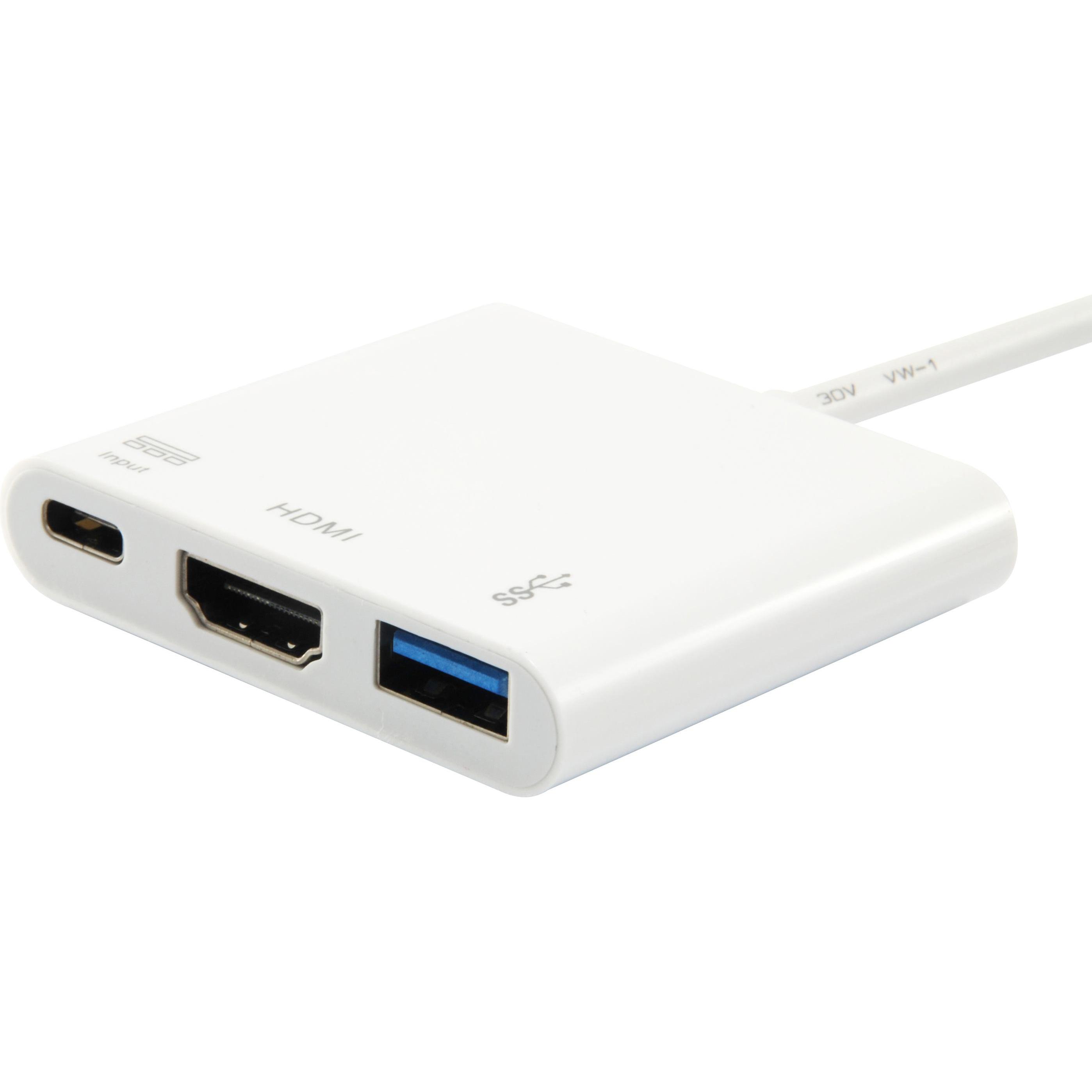 equip USB Typ C zu (USB-C, 3 Ports), Dockingstation + USB Hub, Weiss