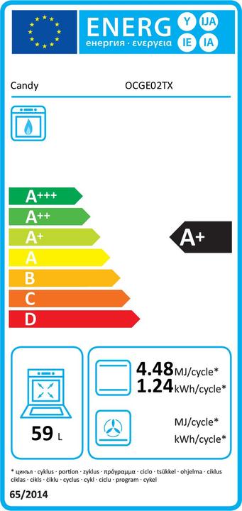 Energy Label Candy OCGE02TX 60 L A+ White