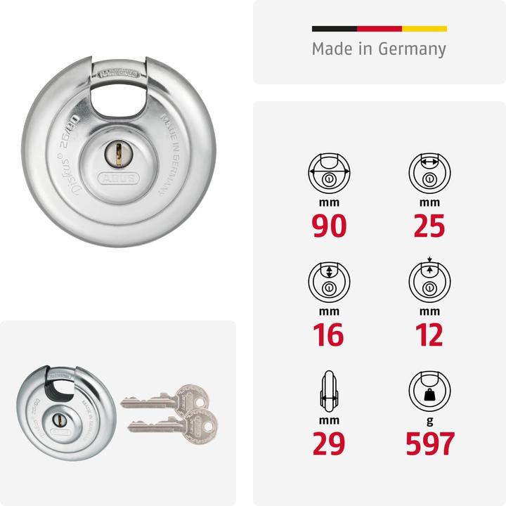 Actual product image Abus Diskus Vorhängeschloss 26/90