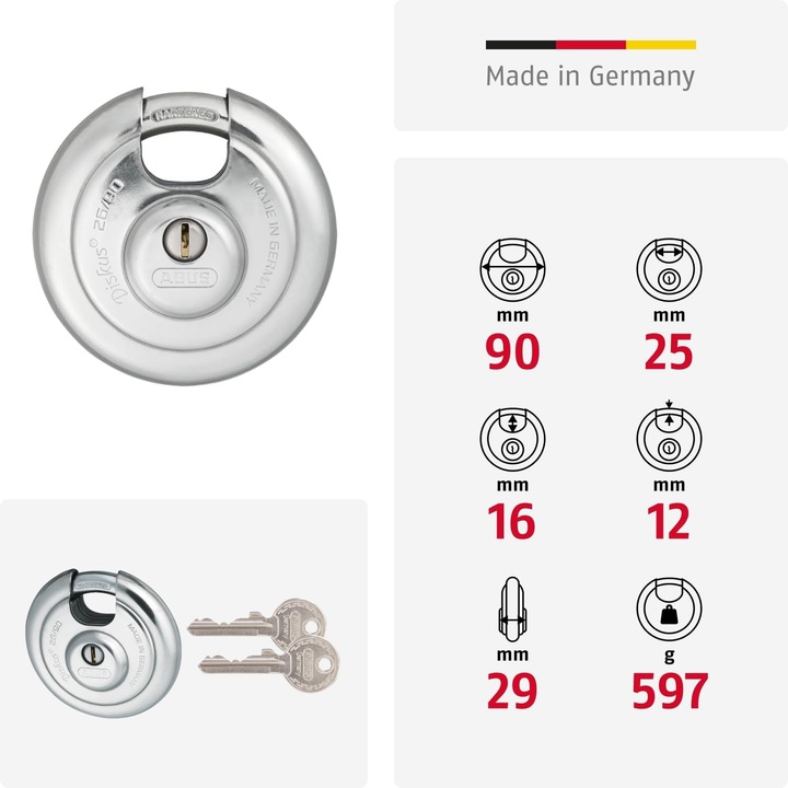 Produktbild Abus Diskus Vorhängeschloss 26/90