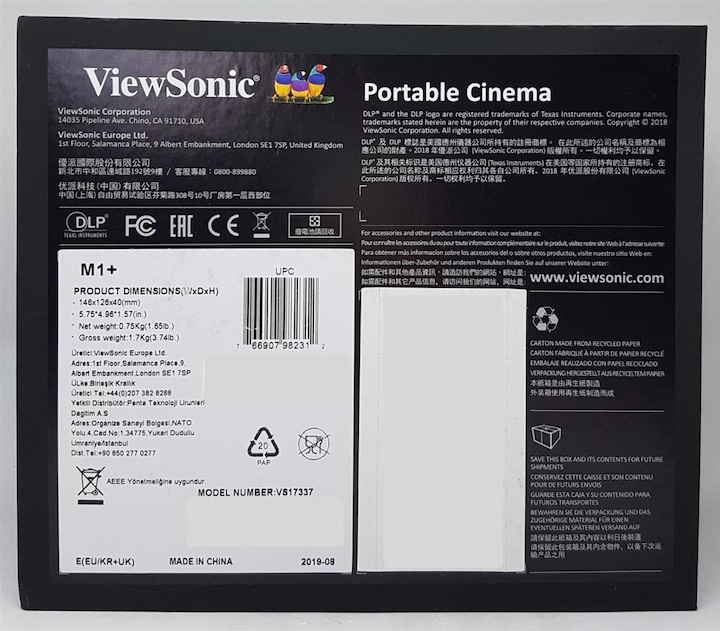 Produktbild Viewsonic M1+ (WVGA, 300 lm, 1.2:1)