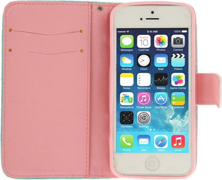 Produktbild König Design Schutzhülle Handytasche (Flip Quer) für Handy Apple iPhone 5 / 5s Eule mit Herz (Apple iPhone 5, Apple iPhone 5s)