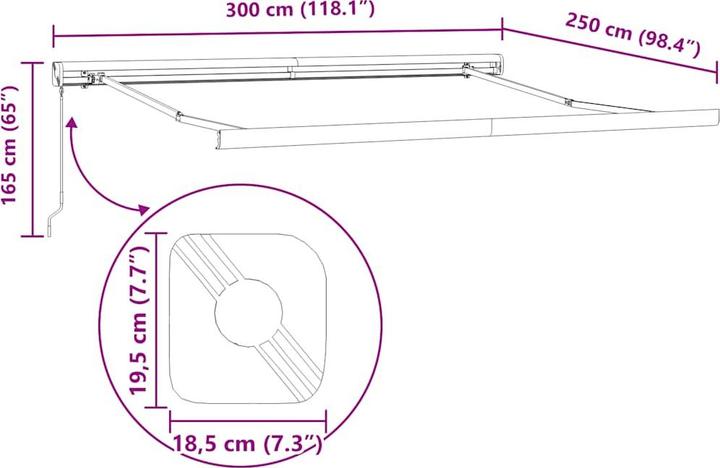Actual product image vidaXL Einziehbare Markise (3 m)