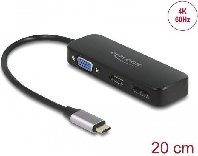 Image du produit Delock Adaptateur USB Type-C™ vers VGA / HDMI / DisplayPort 4K 60 Hz (HDMI, VGA, 15.50 cm)