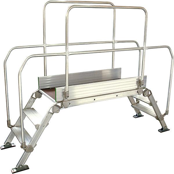 Facal Ponte a scala in alluminio, portata totale 200 kg, 3 gradini, piattaforma 1200 x (Piattaforma di lavoro)
